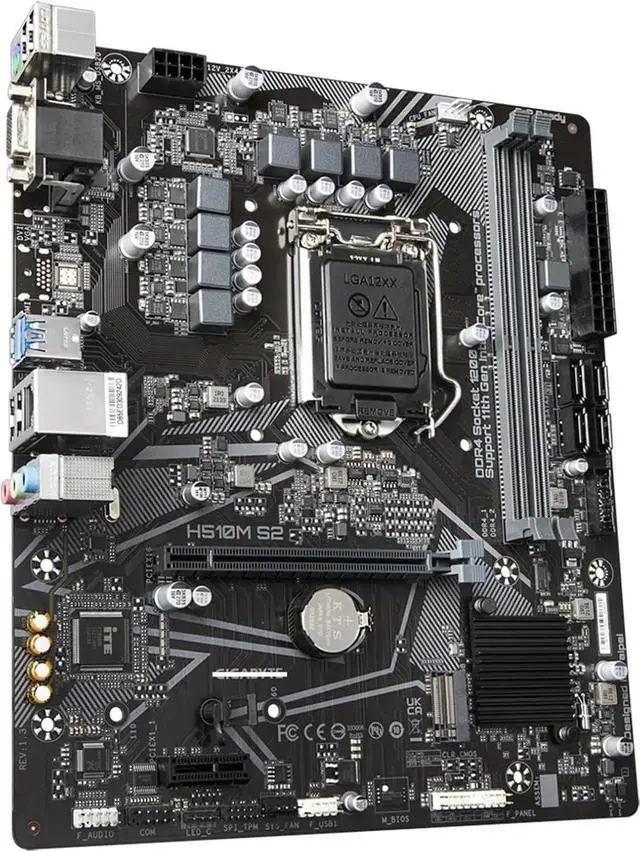 Alt view image 4 of 5 - Motherboard Fit forGigabyte H510M S2 for 10/11th Gen forIntel LGA 1200 with I/O Back Plate Shield