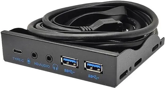 Main image of 3.5 Inch USB Front Panel Hub of 10Gbps USB-C USB 3.2 Gen 2 ,2x USB 3.0 Ports and HD Audio Mic of Multi USB Slots , Motherboard USB 20-Pin & USB 3.2 Key-A Headers Required, Fits 3.5" PC Computer Case