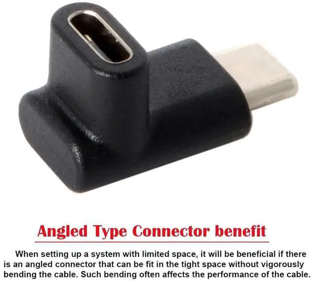 Alt view image 3 of 7 - JAENFONG 90 Degree Up or Down Angled Reversible USB 3.1 Type-C Male to Female Extension Power Data Video Adapter for Laptop Phone