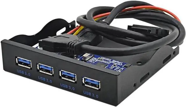 Alt view image 2 of 5 - PC computer 3.5 inch Floppy Bay Front Panel 4 Ports USB 3.0 Hub, USB 3.0 19/20pin to 4 x USB 3.0 Type A Female Splitter Internal USB Hub
