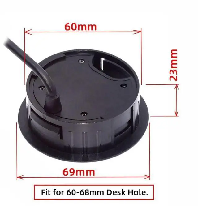 Alt view image 2 of 7 - JAENFONG USB 3.0 Flush Mount Desktop HUB,2 USB 3.0 Port/1 USB C Port HUB Grommet Hole 2.36"(60mm) with SD/TF Card Reader Port
