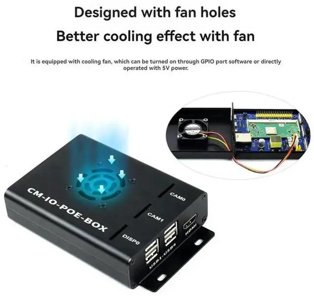 Alt view image 4 of 4 - JAENFONG Compute Module PoE Board+Case+Fan Kit for Raspberry Pi CM4S CM3 3Lite 3+ 3+Lite Compute Module Expansion Board EU Plug