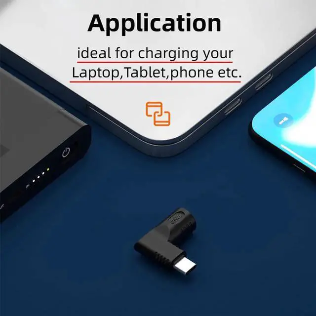 Alt view image 5 of 7 - JAENFONG Adapter DC 20V Jack 4.5x3.0mm Input to USB-C Type-C Output 90 Degree Right Angled Power Plug Charge Adapter 65W