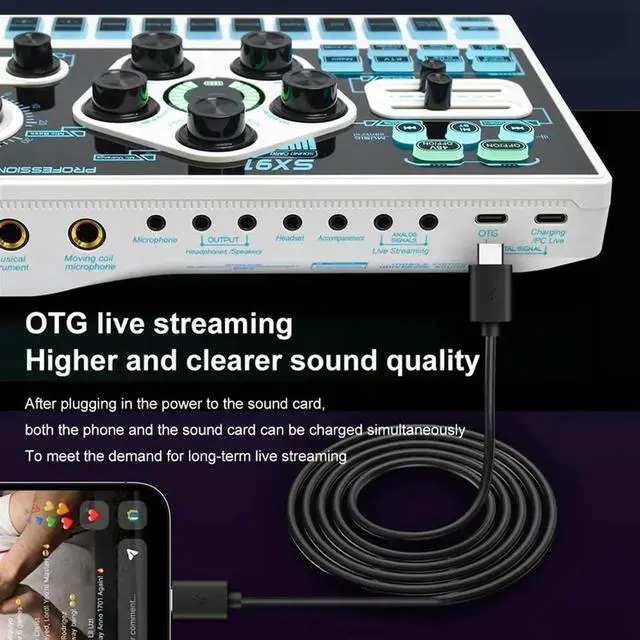 Alt view image 7 of 7 - JAENFONG SX91 Sound Card USB Sound Mixer Professional Audio Mixing Console Amplifier for Live Sing PC Computer Laptop Cellphone