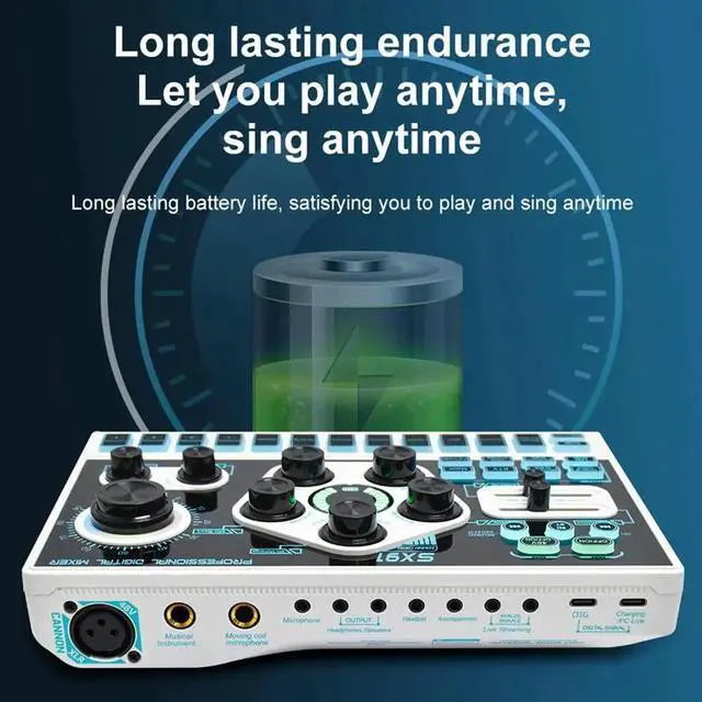Alt view image 4 of 7 - JAENFONG SX91 Sound Card USB Sound Mixer Professional Audio Mixing Console Amplifier for Live Sing PC Computer Laptop Cellphone