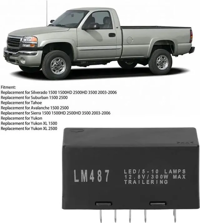 Alt view image 4 of 6 - 10Pin LM487 Hazard Warning Turn Signal LED Flasher Relay 10383321 Replacement for Silverado 1500 1500HD 2500HD 3500 2003-2006