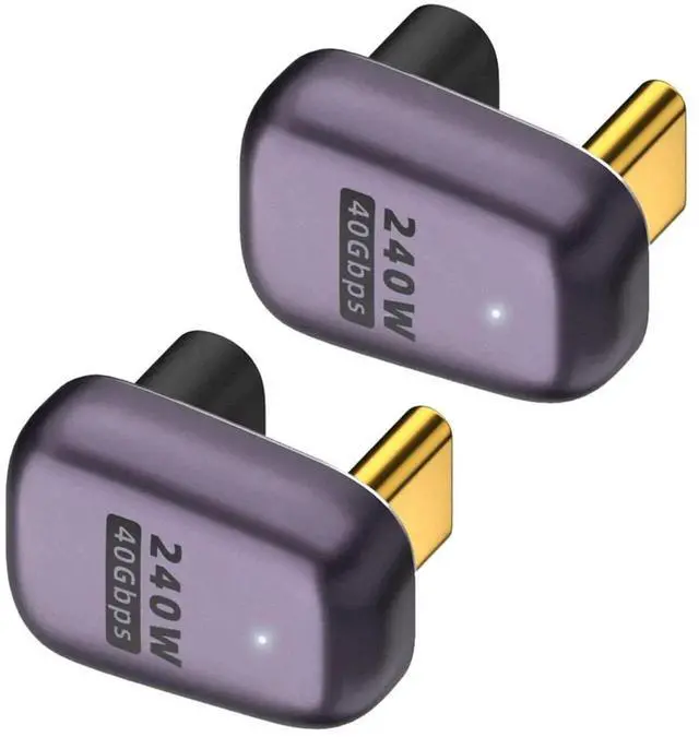 Main image of JAENFONG USB C 180 Degree Adapter,USB C Right Angle Adapter with 40 Gbps PD 240W 8K@60hz Video Charge (D-2PCS)