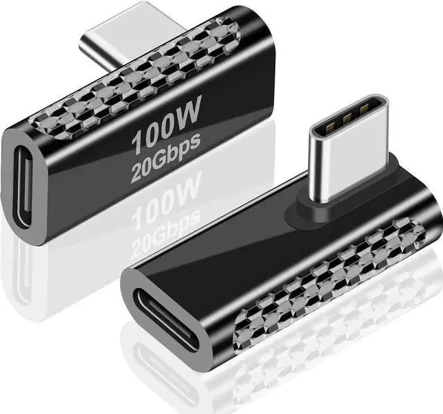 Main image of JAENFONG USB C Right Angle Adapter 20Gbps, USB C 90 Degree Adapter, 90 Degree USB C to USB C Adapter Male to Female Support PD 100W Charger for Mac-Book Pro i-Pad Pro, Tablet, Phones 1 PACK