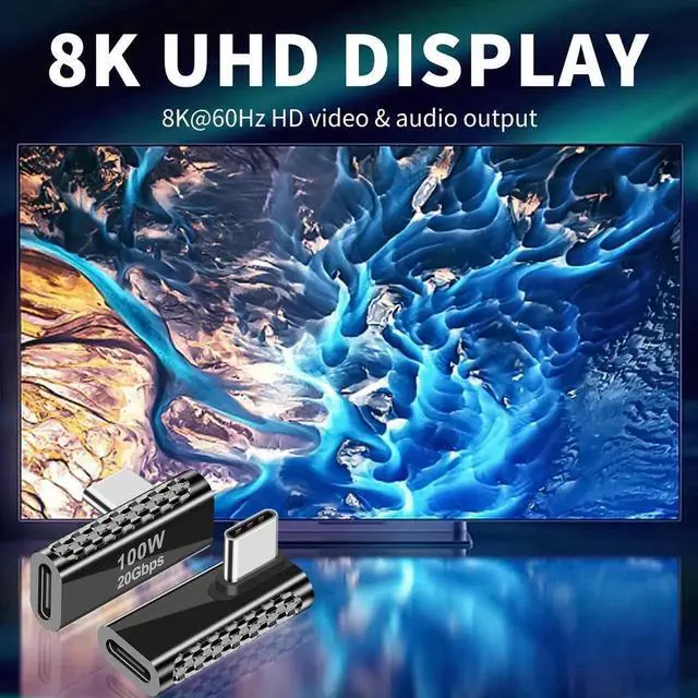Alt view image 4 of 7 - JAENFONG USB C Right Angle Adapter 20Gbps, USB C 90 Degree Adapter, 90 Degree USB C to USB C Adapter Male to Female Support PD 100W Charger for Mac-Book Pro i-Pad Pro, Tablet, Phones 1 PACK