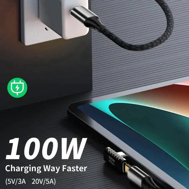 Alt view image 5 of 7 - JAENFONG USB C Right Angle Adapter 20Gbps, USB C 90 Degree Adapter, 90 Degree USB C to USB C Adapter Male to Female Support PD 100W Charger for Mac-Book Pro i-Pad Pro, Tablet, Phones 1 PACK