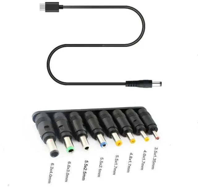 Main image of JAENFONG 8in1 USB C PD to 12V 3.5/4.0/4.8/5.5mm Power Supply Cable for Router LED Light CCTV Camera More 12V Devices