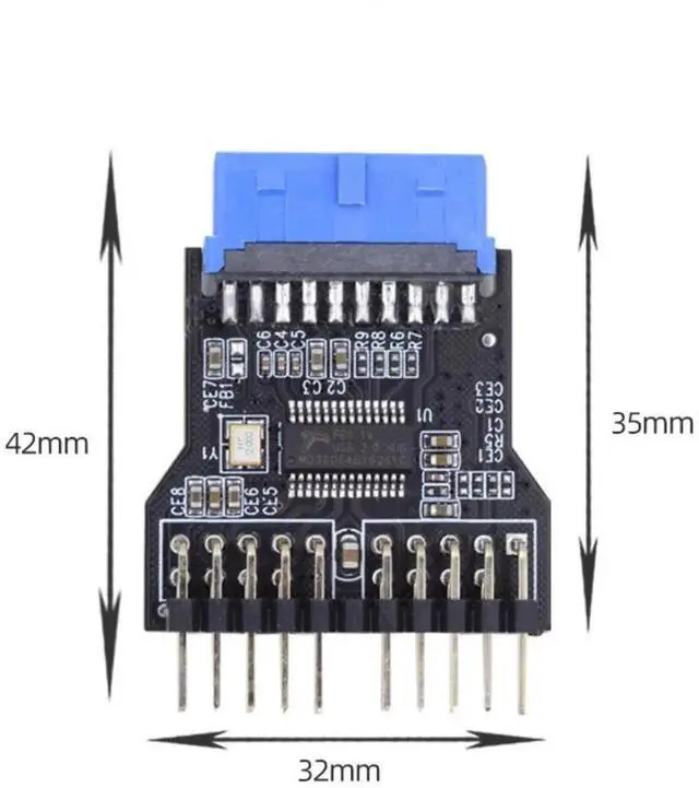 Alt view image 3 of 7 - JAENFONG USB 3.0 Front Panel Header 19Pin/20Pin 1 to 2 HUB 9Pin/10Pin Mainboard Header Extension Adapter