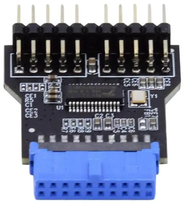 Main image of JAENFONG USB 3.0 Front Panel Header 19Pin/20Pin 1 to 2 HUB 9Pin/10Pin Mainboard Header Extension Adapter