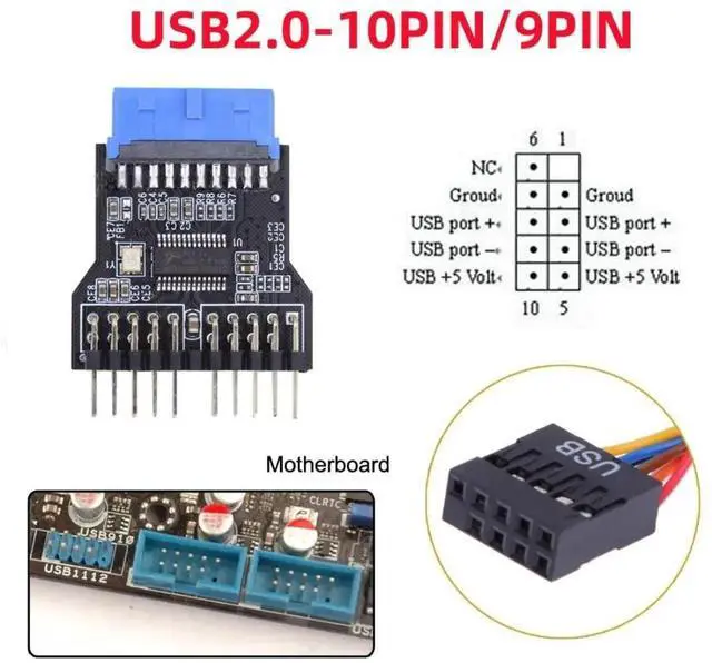 Alt view image 4 of 7 - JAENFONG USB 3.0 Front Panel Header 19Pin/20Pin 1 to 2 HUB 9Pin/10Pin Mainboard Header Extension Adapter