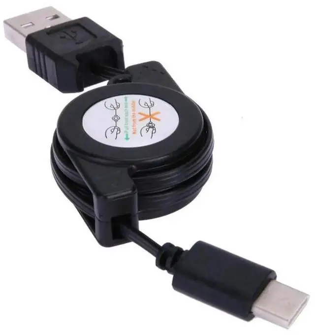 JAENFONG USB3.1 Type C Data Sync Charger Cable Portable Retractable Data Charger Cable Black Accessories for P9 Honor 8 Mate 9