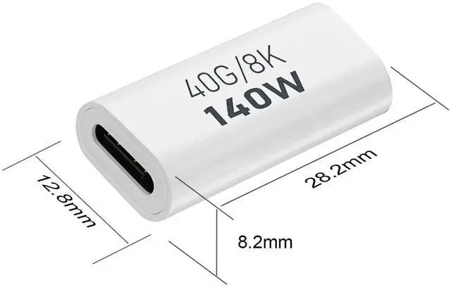 Alt view image 3 of 6 - JAENFONG  2 Pack USB C Female to Female Adapter, USB Type C Coupler Extender Support 140W, 40Gbps, 8K@60Hz for Thunderbolt 4/3, MacBook Pro/Air, Laptop, Phones and More Type C Devices (White)