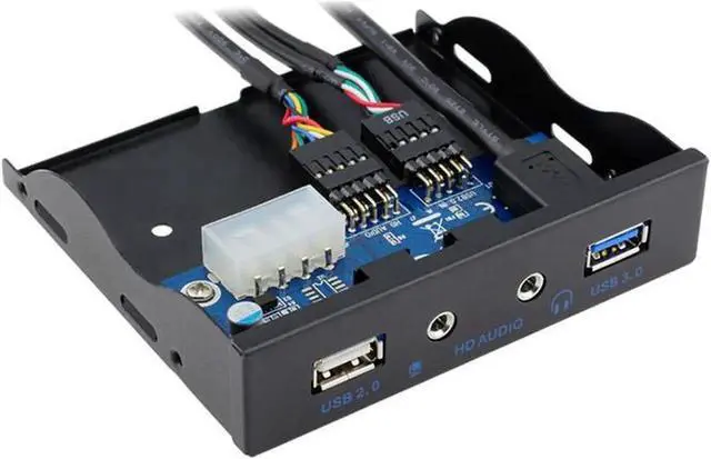 Alt view image 3 of 5 - JAENFONG USB 3.0 + USB 2.0 2-Port 3.5 Inch Metal Front Panel Hub w/ HD Audio Output Port & Microphone Input,USB 20-pin & 10-pin to USB Type-A Femal Adapter Cable w/ 3.5" Floppy Bay Bracket