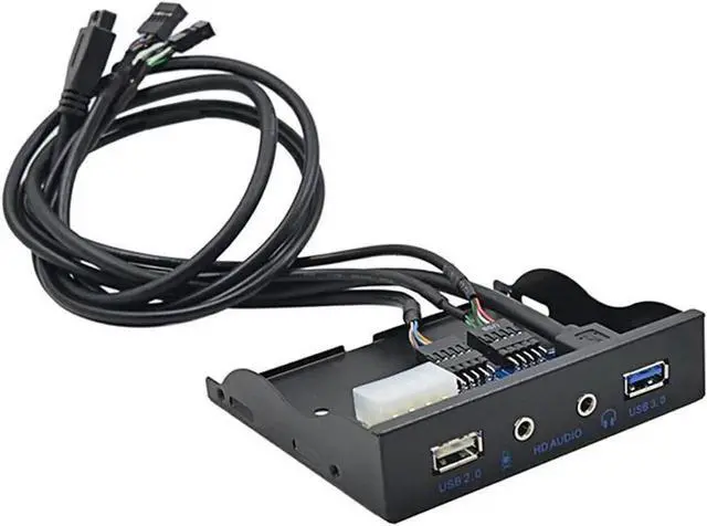 Alt view image 4 of 5 - JAENFONG USB 3.0 + USB 2.0 2-Port 3.5 Inch Metal Front Panel Hub w/ HD Audio Output Port & Microphone Input,USB 20-pin & 10-pin to USB Type-A Femal Adapter Cable w/ 3.5" Floppy Bay Bracket