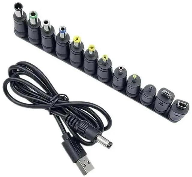 Alt view image 3 of 3 - JAENFONG Universal USB to 5V DC Power Cord Charging Cable 5.5x2.1mm Jack With 12 Interchangeable Plug Adapter Micro USB MINI