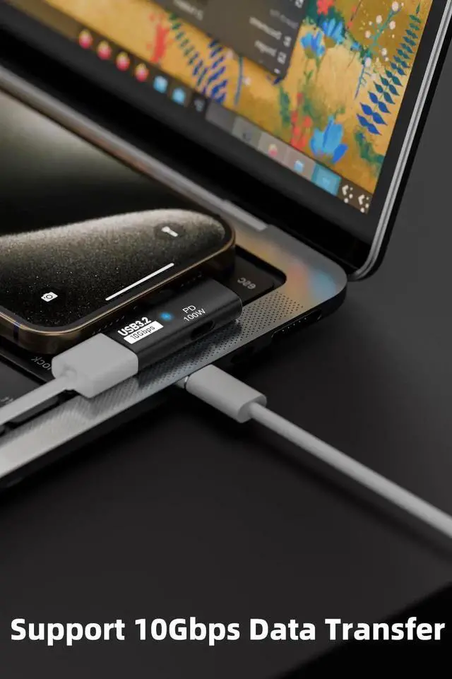 Alt view image 5 of 6 - JAENFONG  2-in-1 USB C to USB 3.2 Adapter with 100W Charging Port, Thunderbolt 4/3 OTG Converter for Rog Ally, Steam Deck, Quest 2, iPhone 15 Series, iPad, MacBook and More Type C Device - Black