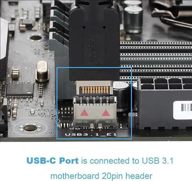 Alt view image 2 of 6 - JAENFONG  5.25" Optical Drive USB Type C (10Gbps) Front Panel Computer Case Expansion Board w/ USB 3.1 Motherboard Header 20Pin Key-A,7 Ports Support Type-C, USB 3.0, USB 2.0, HD Audio & Microphone