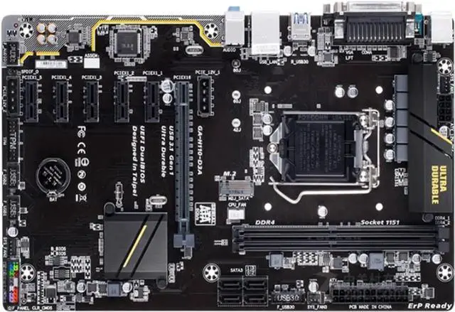 Alt view image 2 of 4 - Mining Motherboard Fit for H110-D3A B250 Motherboard forGigabyte GA-H110-D3A LGA 1151 DDR4 GA-H110-D3A 32GB Desktop Motherboard Computer 6PCIE