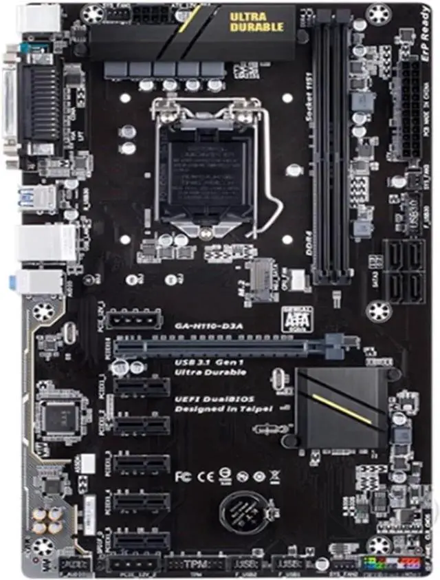 Alt view image 3 of 4 - Mining Motherboard Fit for H110-D3A B250 Motherboard forGigabyte GA-H110-D3A LGA 1151 DDR4 GA-H110-D3A 32GB Desktop Motherboard Computer 6PCIE