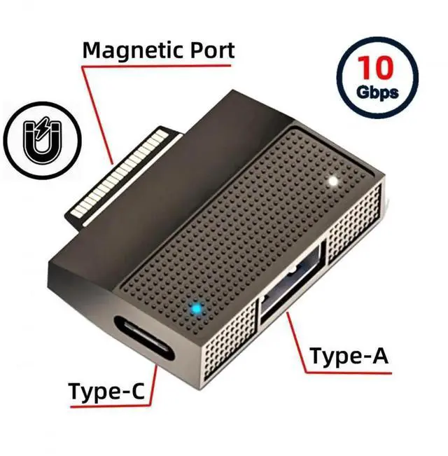 Alt view image 4 of 7 - JAENFONG Adapter Magnetic to USB3.1 Type-A & 15V Type-C USB-C Data Charge SF532 for Surface Pro9 Pro8 Pro7 Pro6 Pro X Go Book