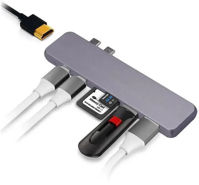 Main image of USB C Hub Type C Hub Adapter Compatible with MacBook Pro/Air, iMac, Mac Mini/iPhone 15- TF/SD Card Reader, 2X USB 3.0 Ports, 4K HDMI Output, 2X USB C Data Slot - 7 Ports