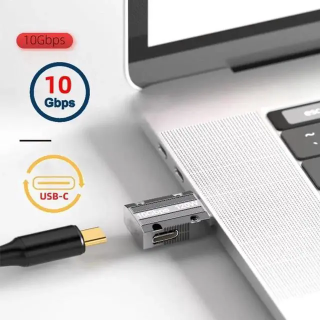 Alt view image 6 of 7 - JAENFONG Adapter USB-C USB 3.1 Type C Female to USB 3.0 Type-A Male 90 Degree Left Angled Slim Type 10Gbps Data 120W Power Adapter Mecha Cyberpunk Style