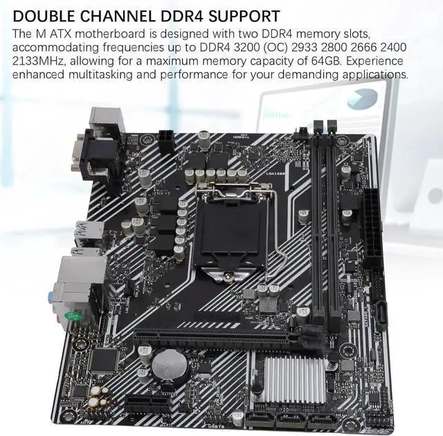 Alt view image 3 of 6 - H510M F Computer Motherboard, 2 DDR4 DIMM 64GB M ATX PCI E 4.0 Desktop Motherboard for LGA 1200, for Core 10th 11th gen, 1x PCIE X16, 4X SATA III, VGA, USB2.0