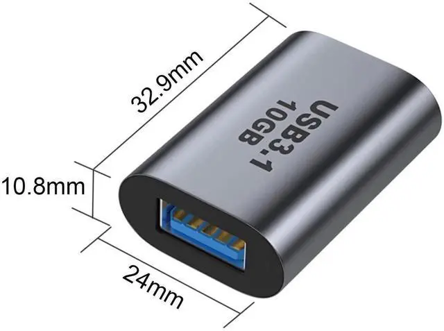 Alt view image 3 of 3 - JAENFONG USB Female to USB C Female Adapter (2 Pack), 10Gbps USB 3.1 to Type-C Extension Coupler Converter Extender Connector Support Fast Charging for PC, Laptop, Charger, Power Bank