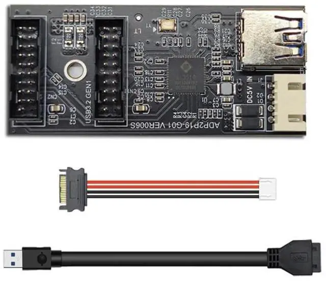 Main image of JAENFONG Card Single 19/20Pin Header to USB 3.0 19/20Pin Dual Ports Female PCBA Type Adapter Splitter HUB 5Gbps