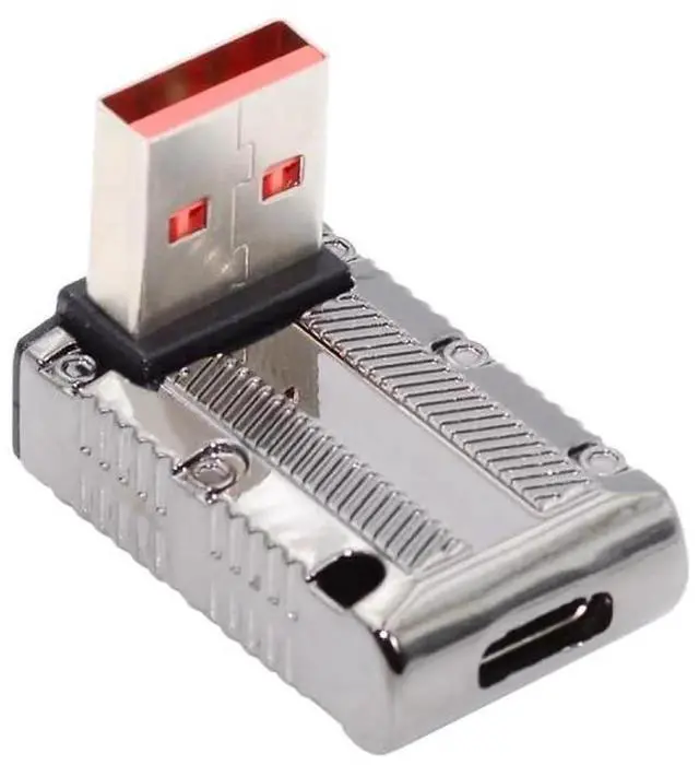 Main image of JAENFONG  Adapter USB-C USB 3.1 Type C Female to USB 3.0 Type-A Male 90 Degree Down Angled Low Profile Type 10Gbps Data 120W Power Adapter Mecha Cyberpunk Style