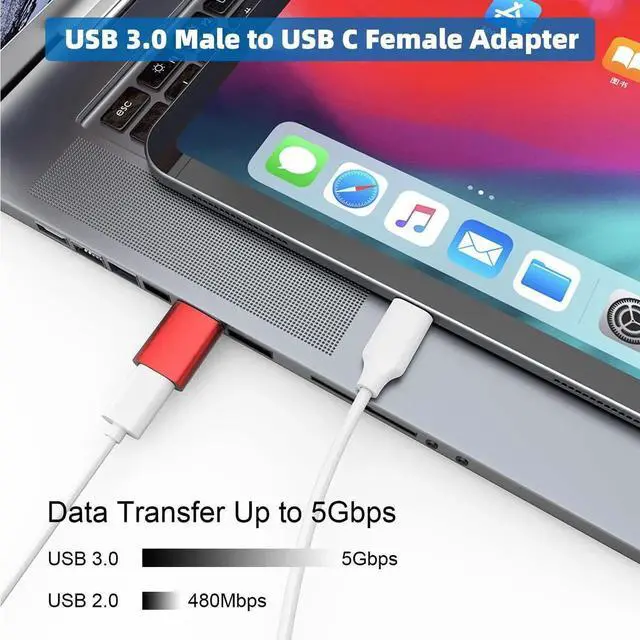 Alt view image 2 of 6 - JAENFONG USB C Adapter (6 Pack) - USB 3.0 & Type-C Converter Set (Red)