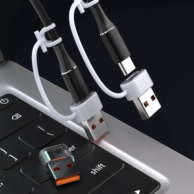 Alt view image 4 of 7 - JAENFONG USB to USB C Adapter 6 Pack, USB C Female to USB A Male Charger Converter for Apple Watch Ultra, iPhone 16/15/14/13 Pro Max, iPad, Airpods, Galaxy S24/S23, Car and More (Clear)