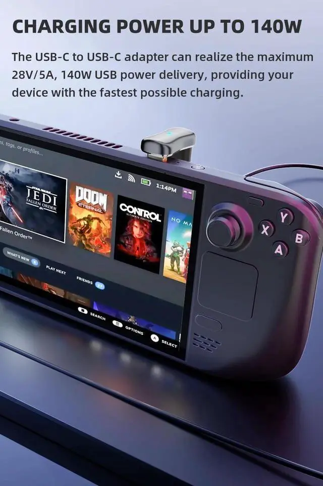 Alt view image 3 of 6 - JAENFONG 180 USB C Adapter (2 Pack), 180 Degree Angle USB-C Male to Female 20Gbps PD 140W Adapter for Steam Deck, Switch, Laptop, Tablet, Phone and More Type C Devices