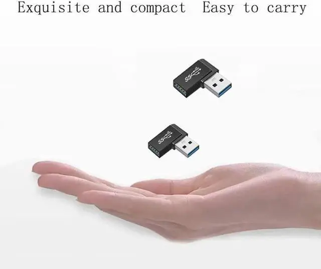 Alt view image 4 of 5 - JAENFONG 90 Degree Right Angle USB 3.0 Male to Female Expansion Adapter for Connecting Mobile Hard Disk, U Disk, Wireless Network Card, Camera, Mouse, Keyboard, etc. - Black 2pack
