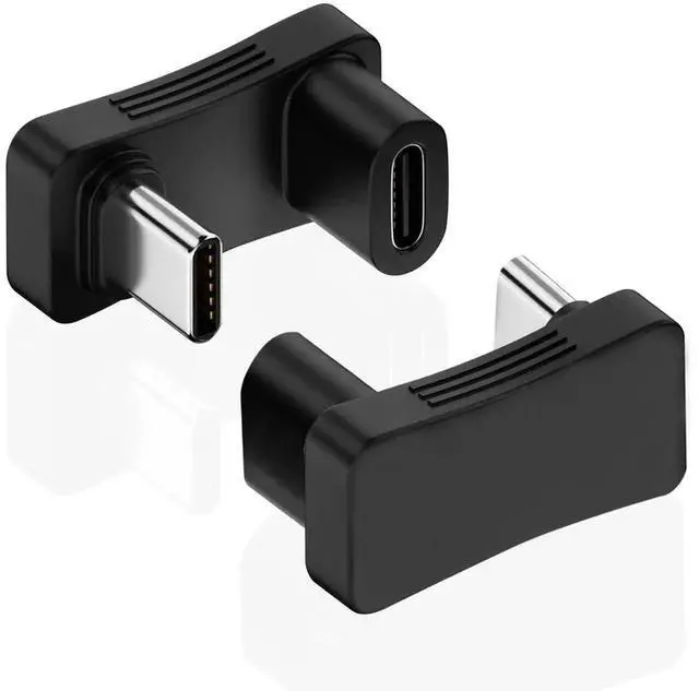 Main image of JAENFONG 180 Degree Angle USB C Adapter 2 Pack, 180° U Shape Male to Female 10Gbps PD 100W Adapter Compatible with Steam Deck, Switch, Laptop, Tablet, Phone and More Type C Devices
