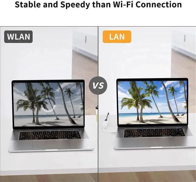 Alt view image 6 of 7 - JAENFONG USB C to Ethernet Adapter, USB Type C (Thunderbolt 3) to Gigabit Ethernet LAN Network Adapter Compatible with Steam Deck, MacBook Pro, MacBook Air/M1/M2, iPad, Galaxy S22 Ultra, XPS