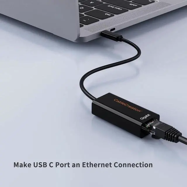 Alt view image 3 of 7 - JAENFONG USB C to Ethernet Adapter, USB Type C (Thunderbolt 3) to Gigabit Ethernet LAN Network Adapter Compatible with Steam Deck, MacBook Pro, MacBook Air/M1/M2, iPad, Galaxy S22 Ultra, XPS
