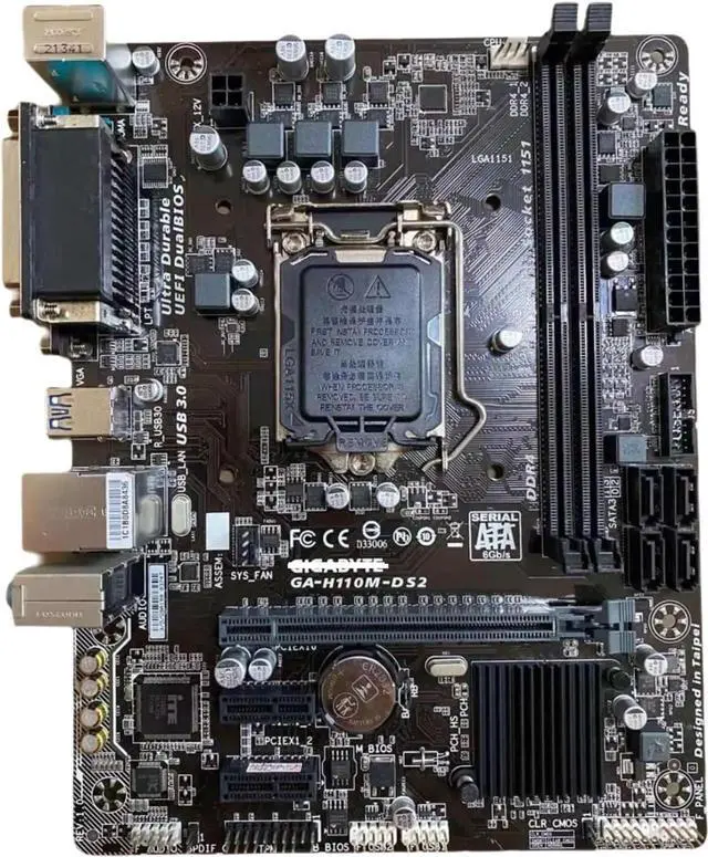 Alt view image 4 of 4 - Motherboard Fit forGigabyte GA-H110M-DS2 for 6/7th Gen forIntel LGA 1151 with I/O Back Plate Shield