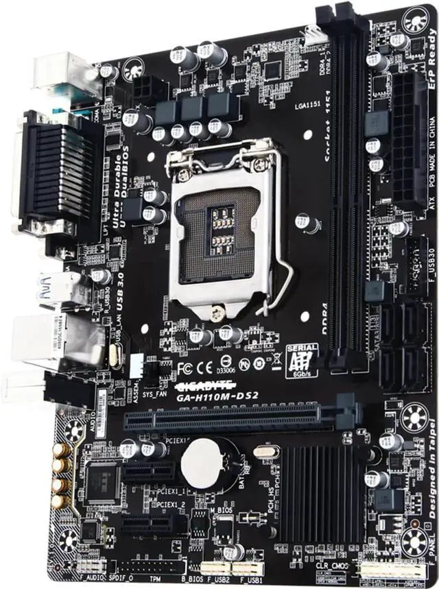 Alt view image 3 of 4 - Motherboard Fit forGigabyte GA-H110M-DS2 for 6/7th Gen forIntel LGA 1151 with I/O Back Plate Shield