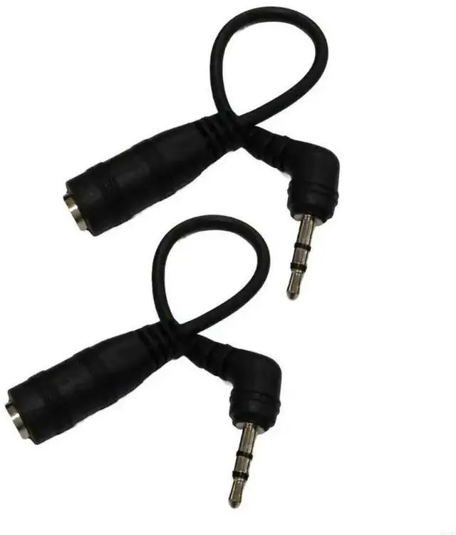 Main image of JAENFONG 2pcs/set 2.5mm Jack Male to 3.5mm Female Right Angled Extension Audio Adaptor Cable for computer phone headset