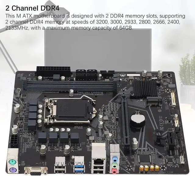 Alt view image 2 of 6 - H510M S 2 Motherboard, LGA 1200 for 11th / 10th Gen Core CPUs, 64GB DDR4, PCI E 4.0, M.2 Interface, VGA Output, 1GbE LAN, 7.1 Audio, M ATX