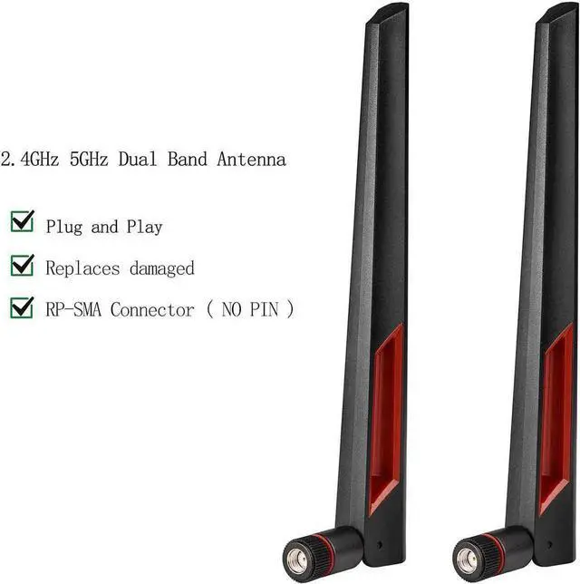 Alt view image 3 of 7 - JAENFONG WiFi Antenna with RP-SMA Male Connector, 2.4GHz 5GHz 5.8GHz Dual Band Antenna for PCI-E WiFi Network Card USB Wireless Camera Router Hotspot etc. 2pcs