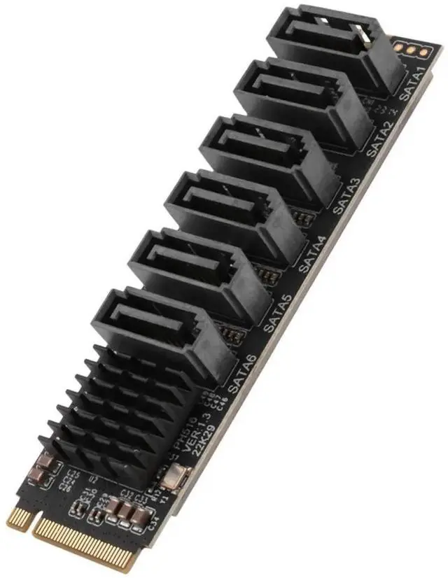 Alt view image 4 of 4 - JAENFONG PCIE Adapter Card M.2 NVME To SATA Card M.2 NVME To SATA3.0 PCIE To SATA 6Gpbsx6-Port Expansion Card ASM1166