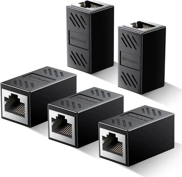 Main image of JAENFONG Ethernet Coupler, 5 Pack 1000Mbps High Speed Ethernet Extender for Cat7 Cat6 Cat5e Cat5 Cable, Plug and Play, Female to Female Ethernet Connector, in Line Coupler