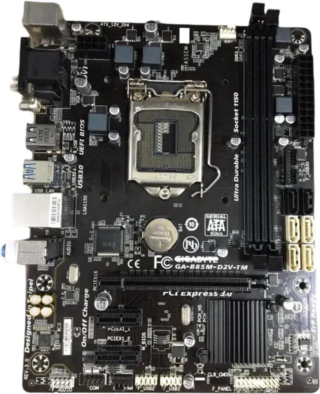 Alt view image 3 of 5 - Motherboard Fit forGigabyte GA-B85M-D2V-TM for 4th Gen forIntel LGA 1150 with I/O Back Plate Shield