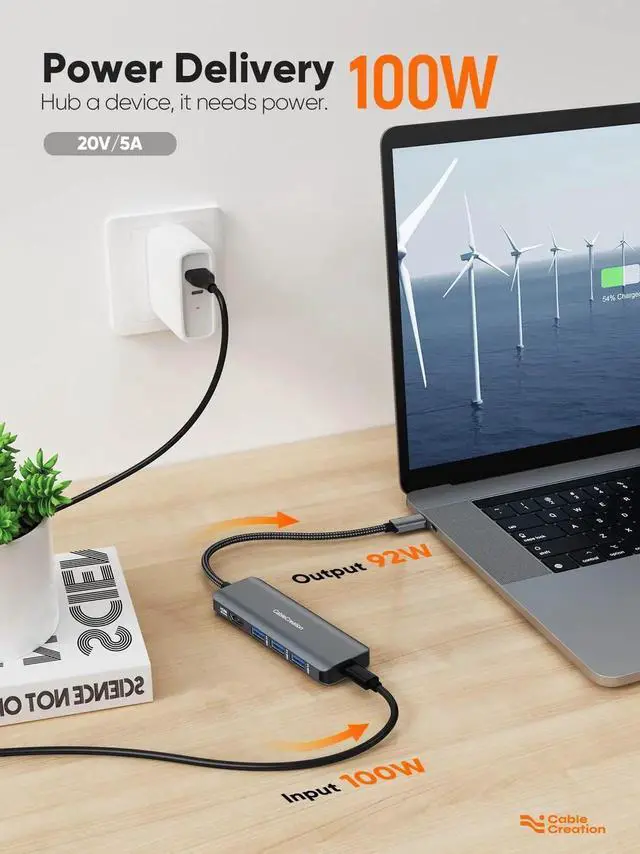 Alt view image 6 of 7 - JAENFONG 8K HDMI USB C Hub for MacBook Pro, 5-in-1 USB C Multiport Adapter with 100W PD, 3 USB 3.0 Ports, 8K 30Hz/4K 120Hz HDMI, Compatible with Steam Deck, Surface Pro, XPS and More - Space Grey